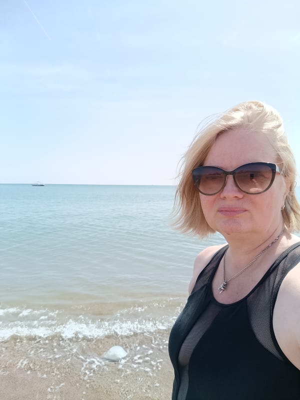 Woman enjoys morning beach visit in Aksu, Turkey