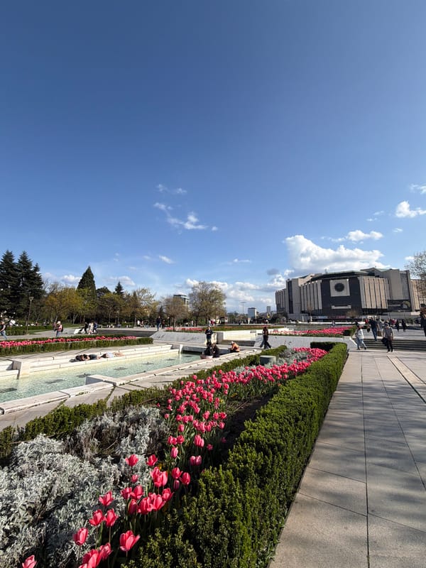 Spring afternoon scenes documented around Sofia's public spaces