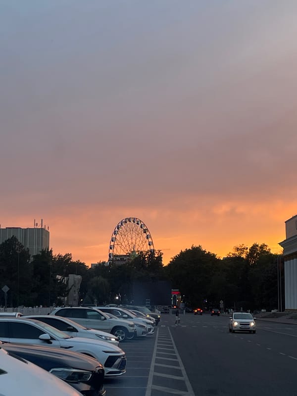 Bishkek at sunset: car culture and city streets
