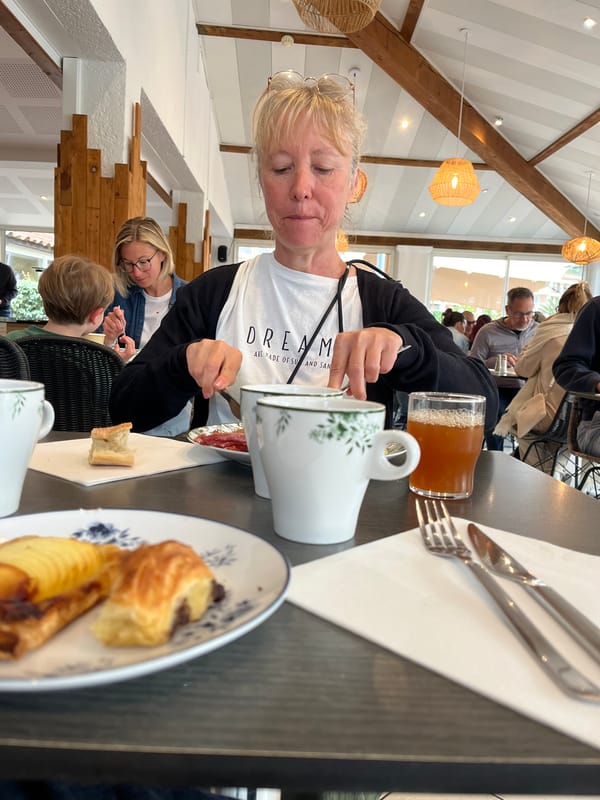 Morning café visit documented in Grimaud, France