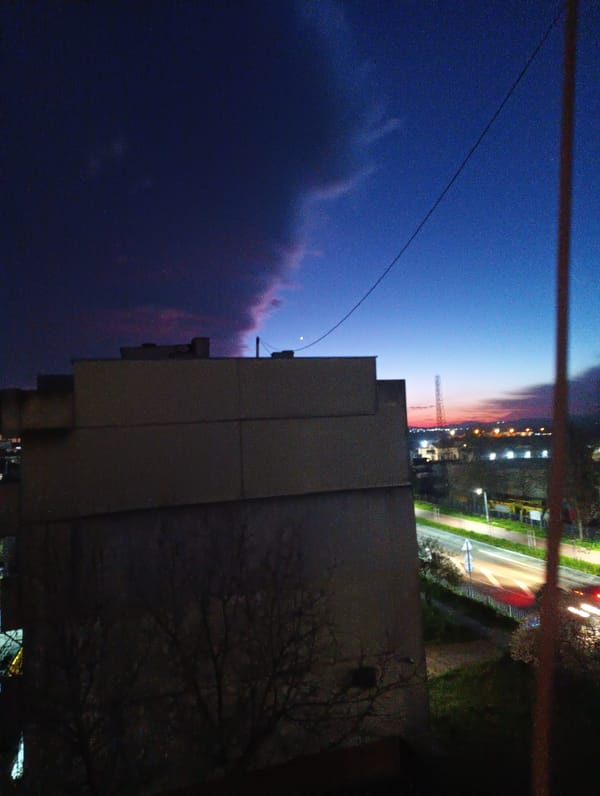 Quiet evening documented in small Bulgarian town