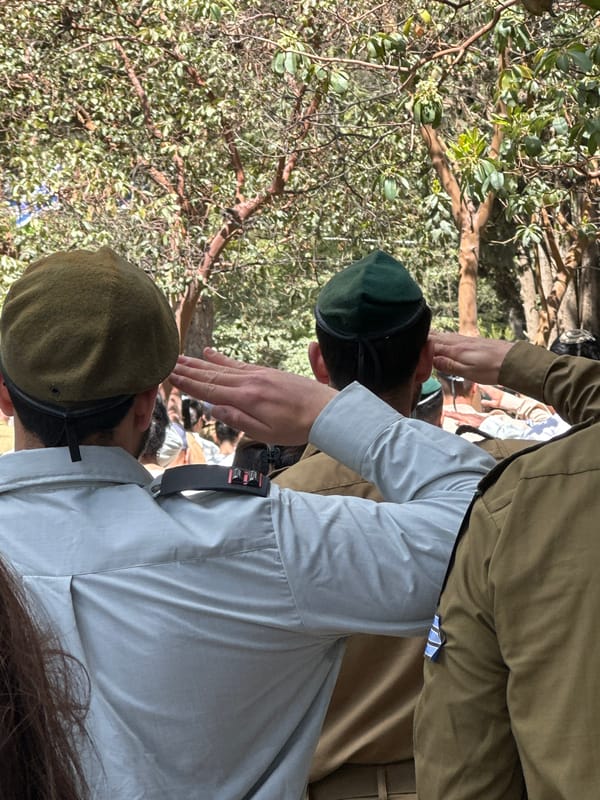 Solemn outdoor gathering observed from above in Jerusalem
