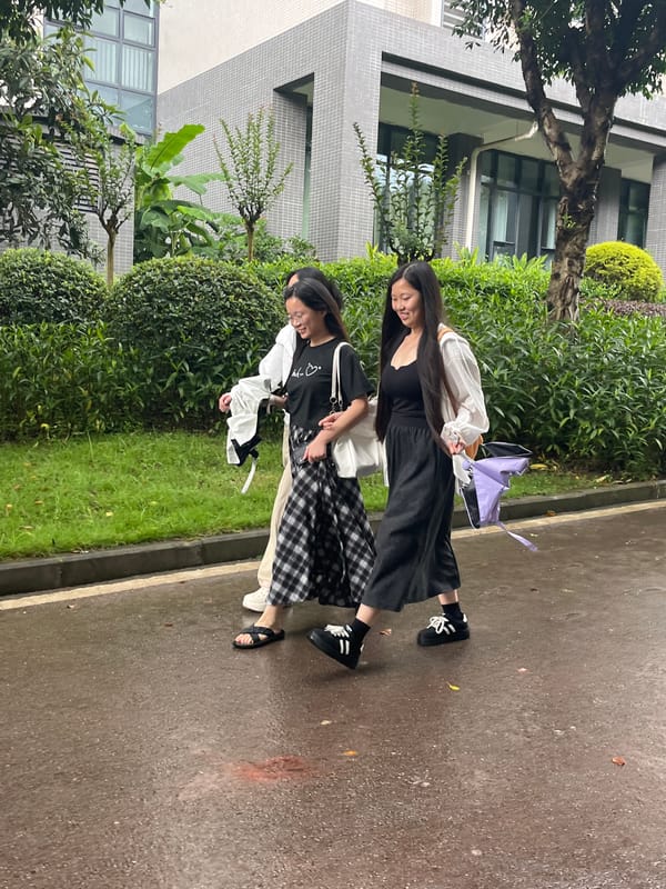 Morning scenes from wet campus and kitchen in Jiangjin