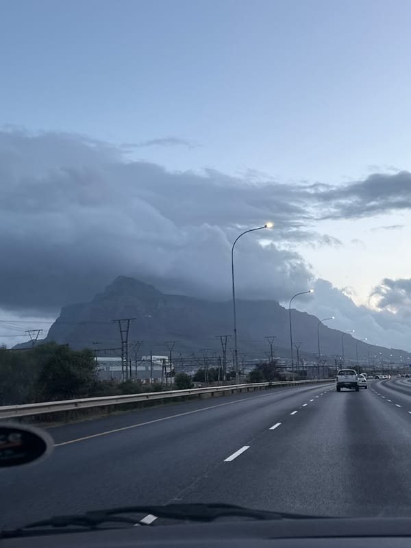 Cloudy conditions obscure Table Mountain over Milnerton highway