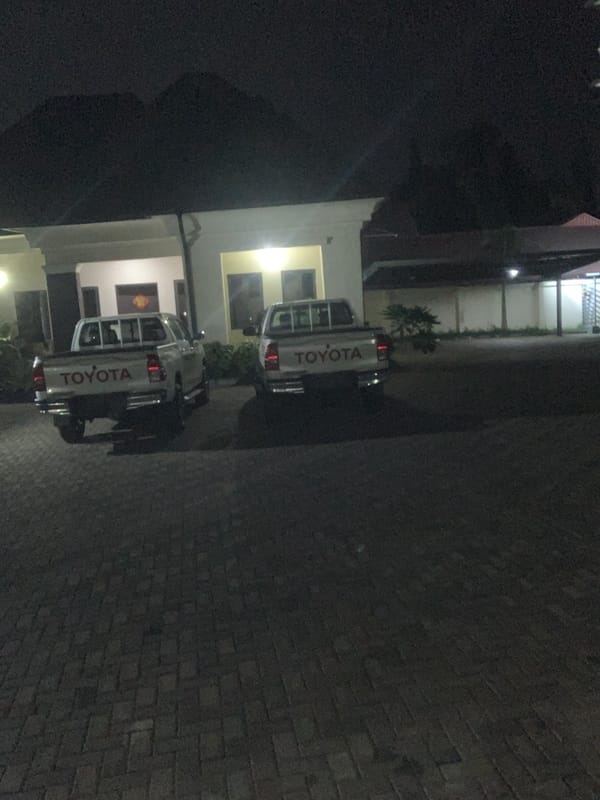 Night scenes around a property in Abuja, inside and out