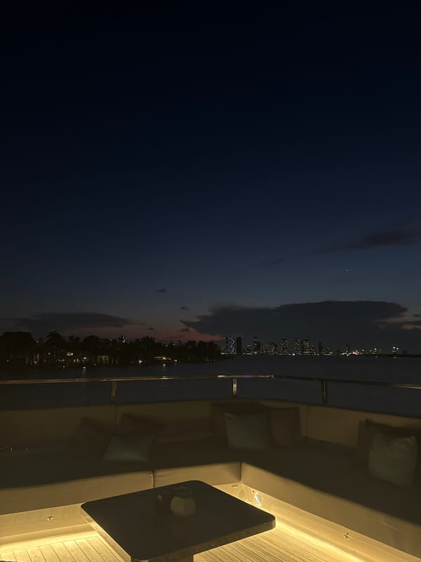 Miami Beach skyline captured at night from rooftop