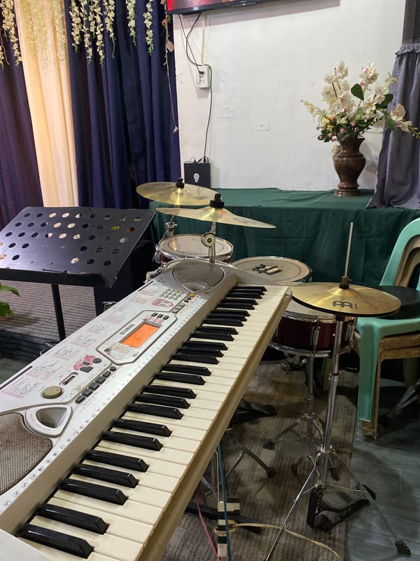 Music practice session with keyboard and drums in Davao City