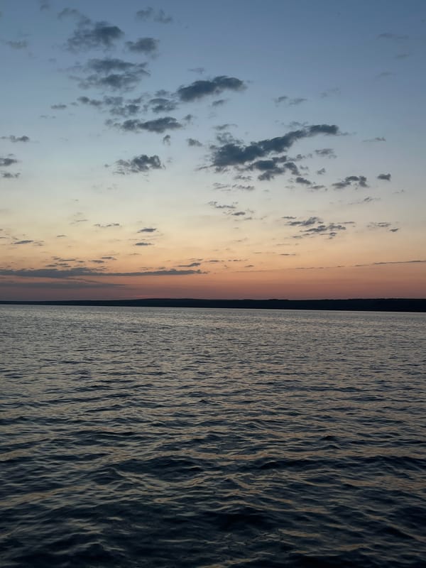 Dusk scenes captured along Kama River waterfront in Chaikovsky