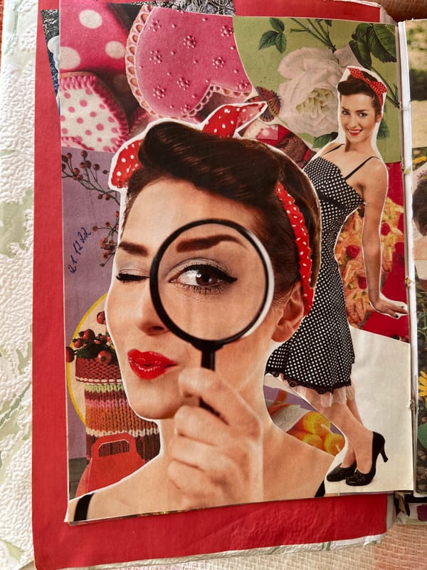 Afternoon scrapbooking session full of collages and vintage ephemera