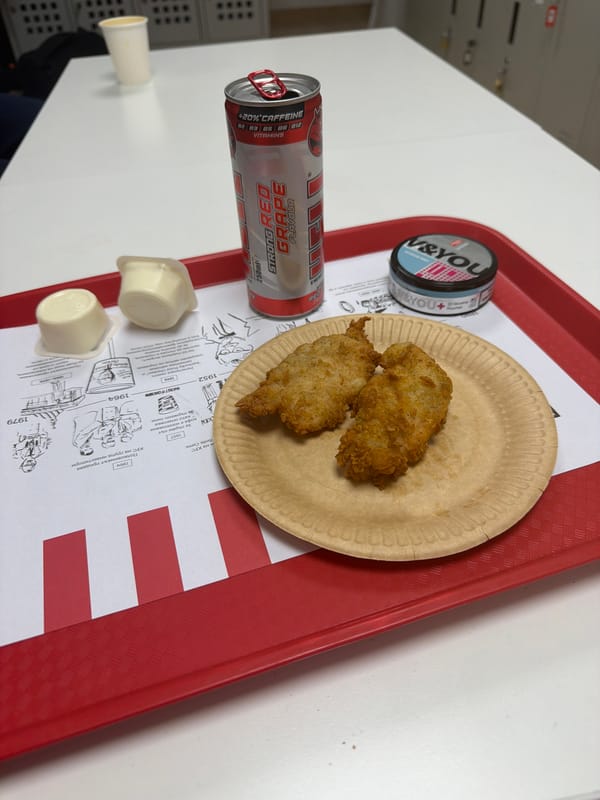 Break time at a Sofia KFC, tray and all