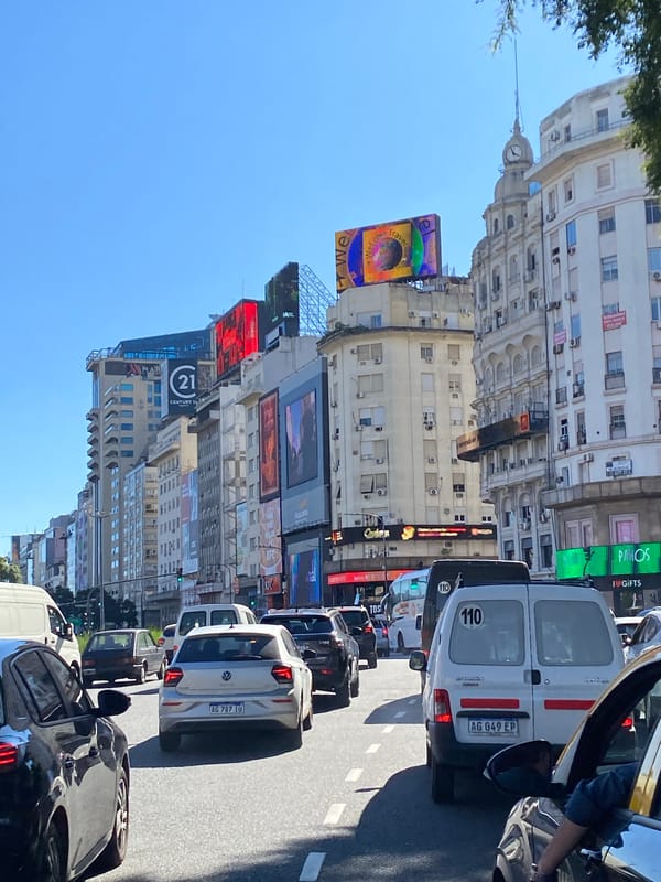 Buenos Aires street traffic captured near Obelisco monument