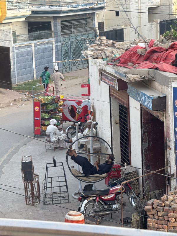 Urban street life documented in unknown city location