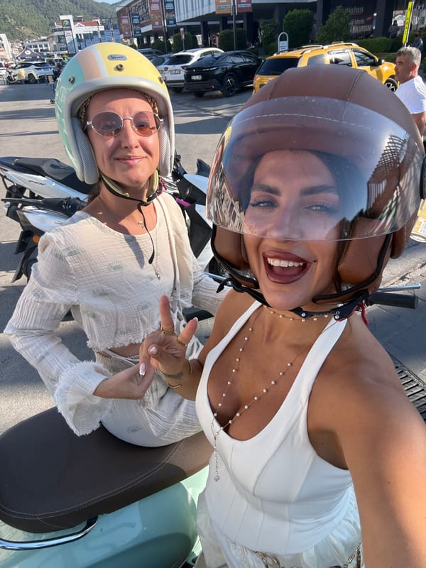Scooter selfie moment on the streets of Fethiye