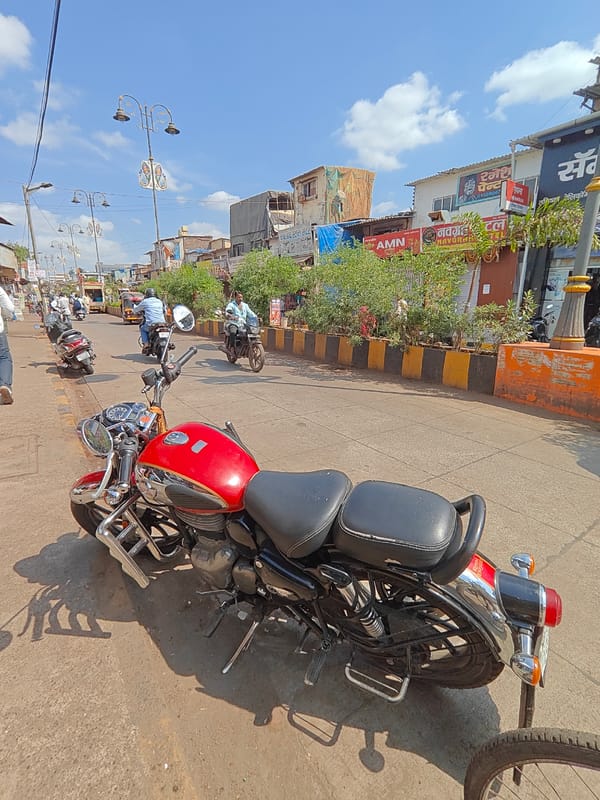 Royal Enfield motorcycle spotted parked on Mumbai street