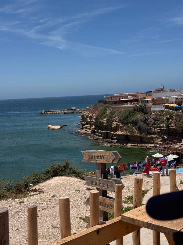 Coastal terrace dining with ocean views in Imsouane Morocco