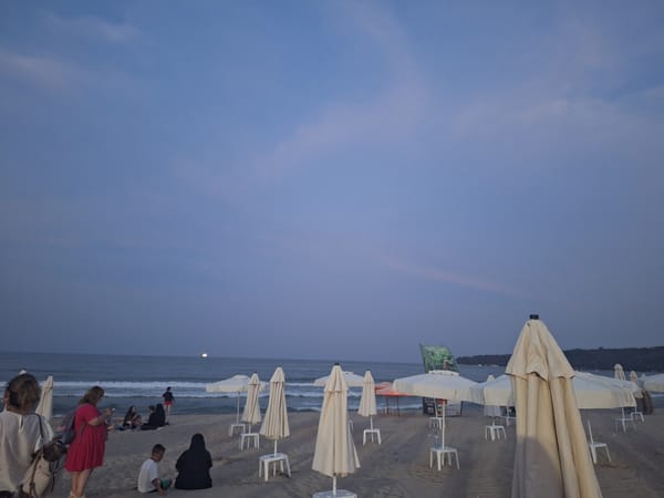 Varna's Black Sea shore winds down at dusk