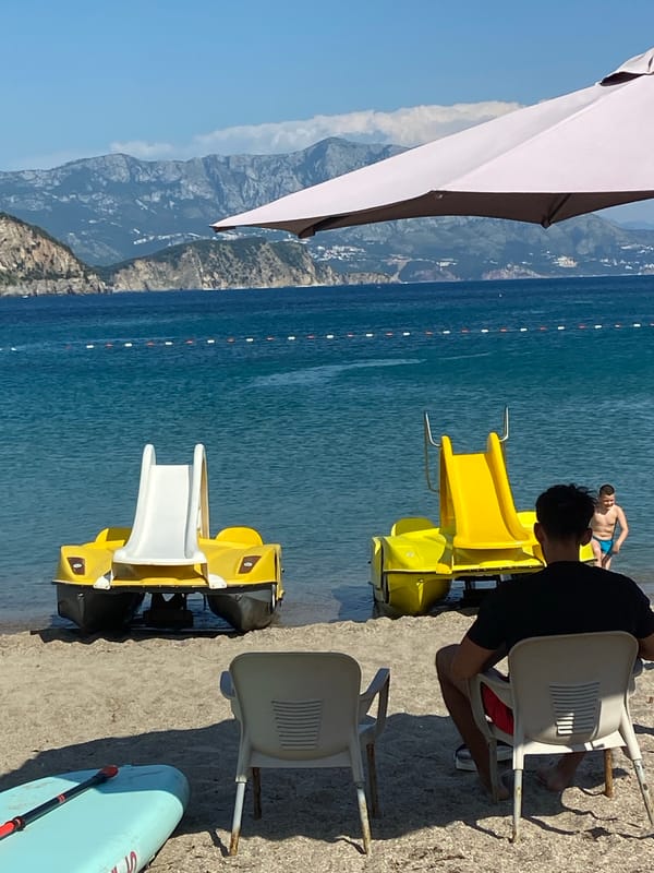 Summer beach day documented in Prijevor, Montenegro