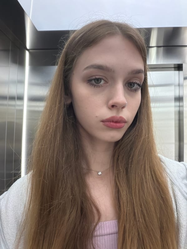 Selfie series across elevator and restroom mirrors, same outfit throughout
