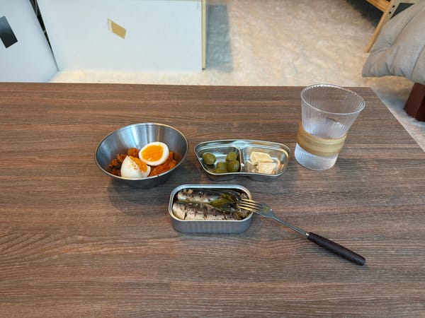 Morning domestic moments captured in Seoul: meal setup, dog stroller