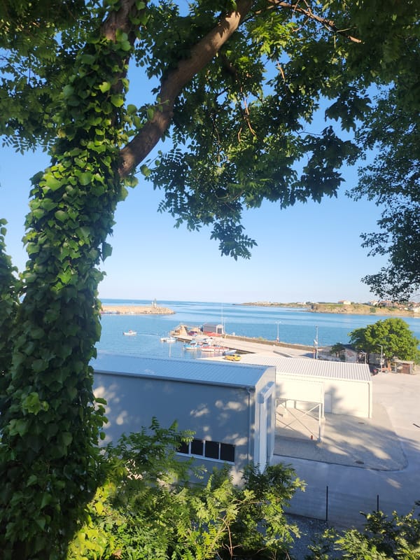 Tsarevo harbor and waterfront on a clear summer afternoon
