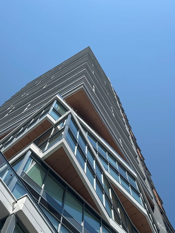 Street-level views of modern architecture in Burnaby