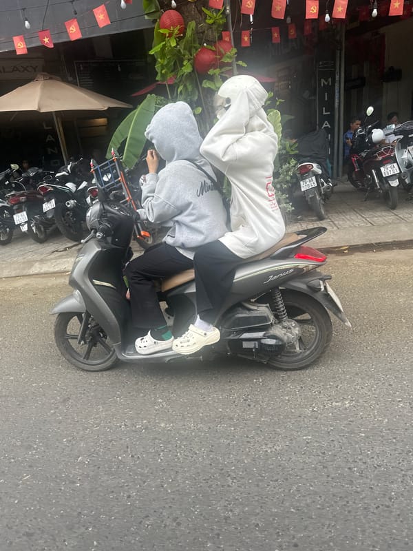 Early morning motorcycle activity captured in Nha Trang, Vietnam