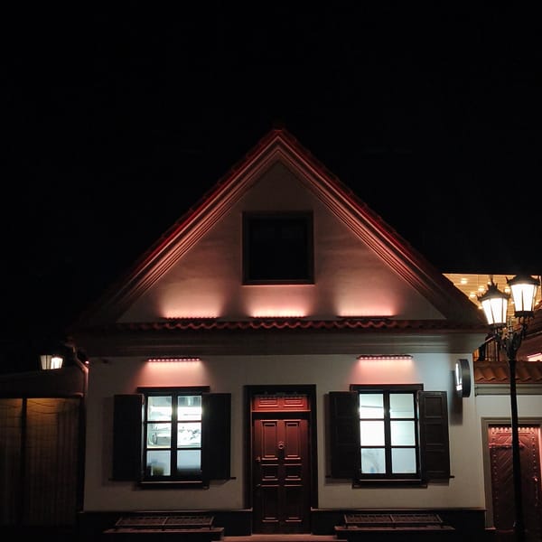Nighttime tour through historic Hrodna captures illuminated landmarks