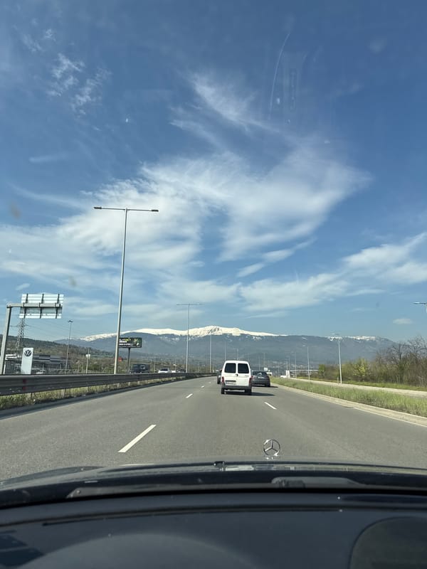 Morning highway travel captured near Lozen, Bulgaria