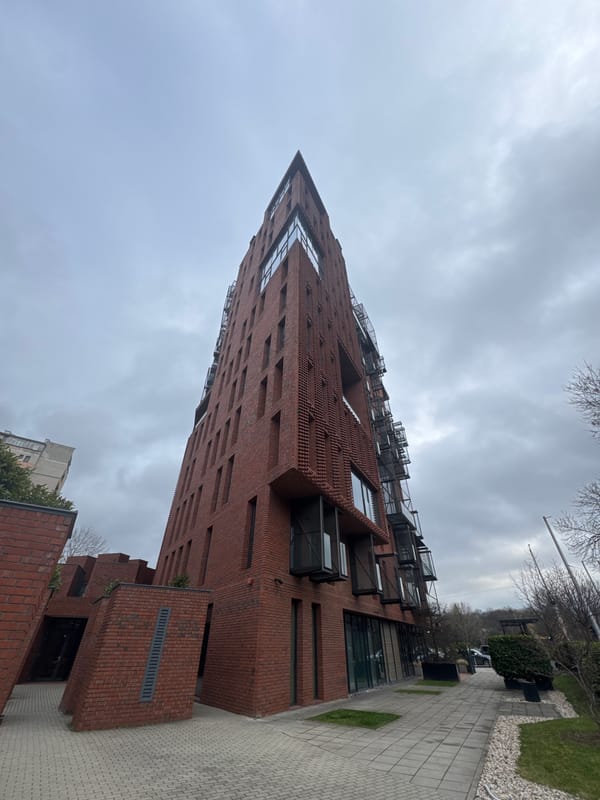 Modern brick building photographed by witnesses in Sofia