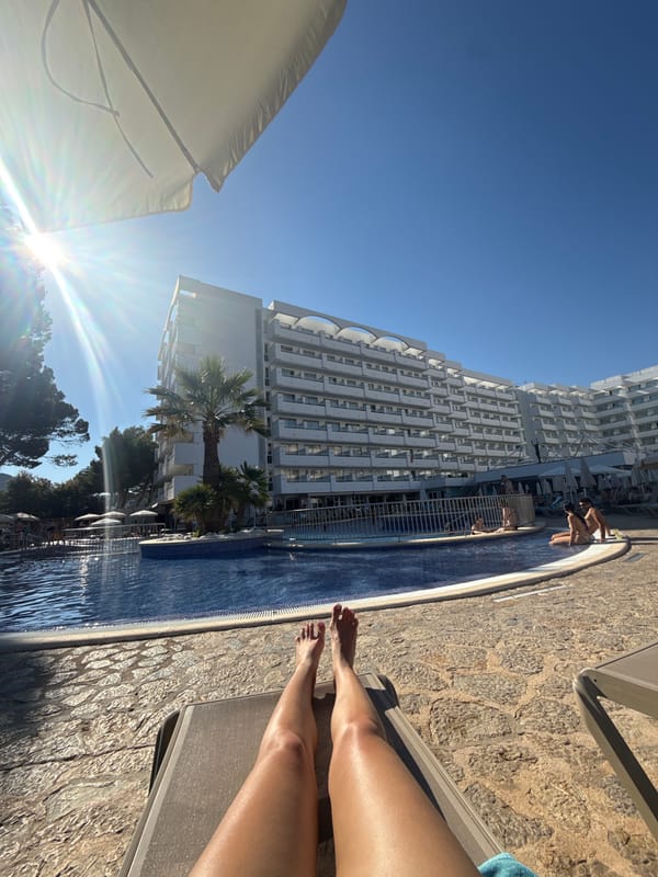 Poolside afternoon in Andratx with cocktails and curious seagulls