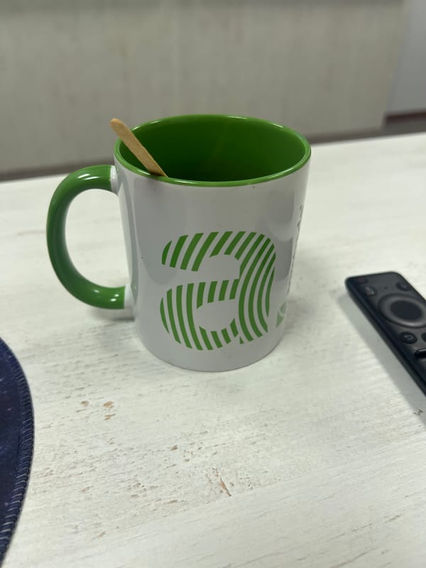 Everyday household items documented in Poltava office space