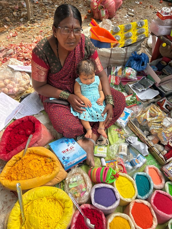 Morning vegetable market operates in Puttaparthi with fresh produce