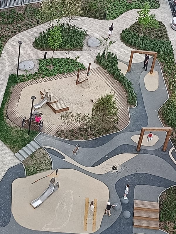 Aerial view captures multi-surface playground in Yekaterinburg, Russia