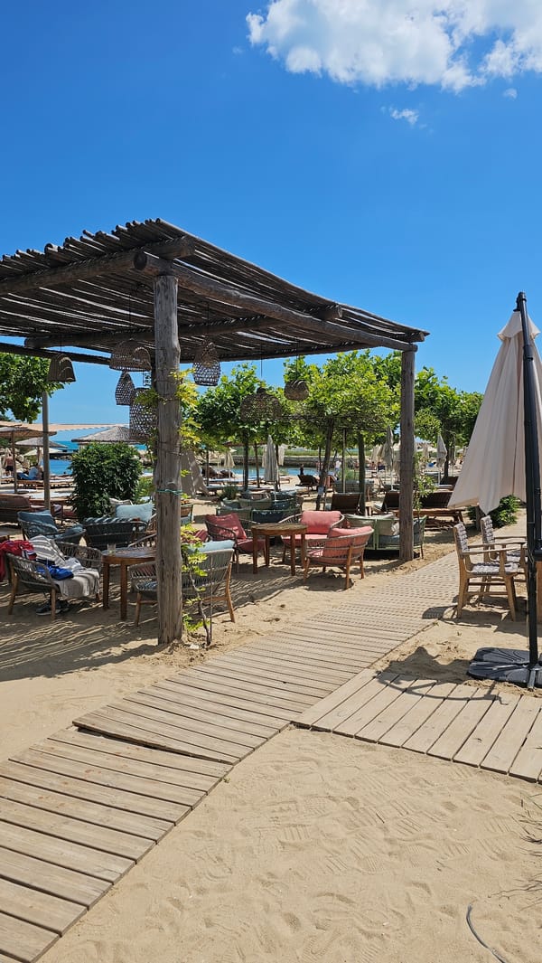 Beachfront dining and lounging areas along Varna's Black Sea coast