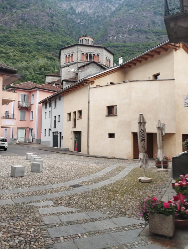 Swiss village streets, flowers, and chocolate bars documented in Biasca