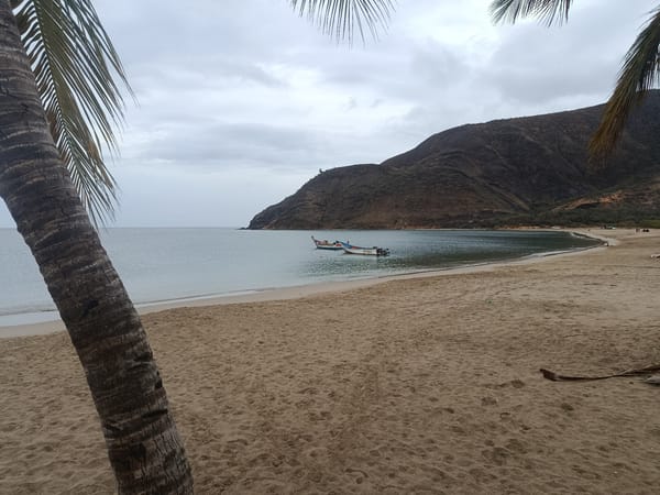 Evening beach gathering captured in Juan Griego, Venezuela