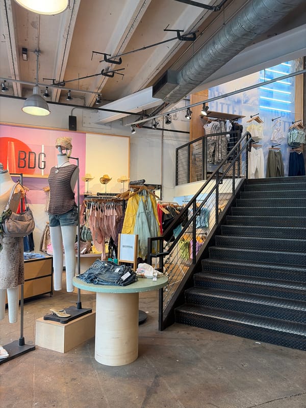 Late night documentation of Urban Outfitters store interior in Austin
