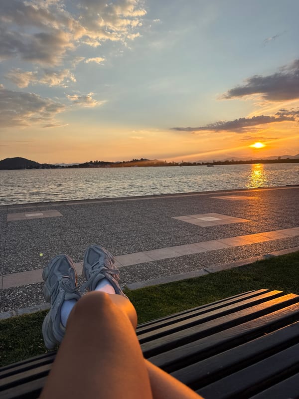 Golden hour evening along Fethiye's waterfront promenade