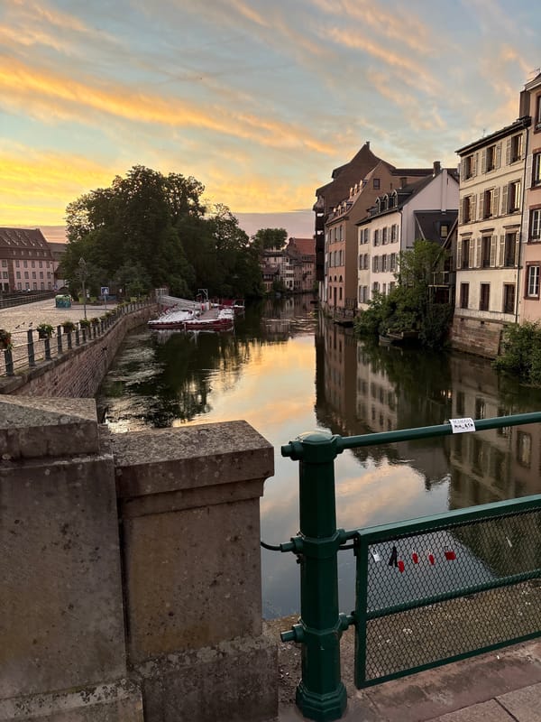 Golden hour captured across Strasbourg's historic Petite France district
