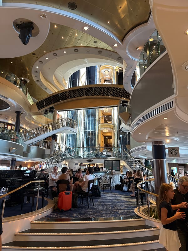 Norwegian Dawn docked in Lisbon, inside and out
