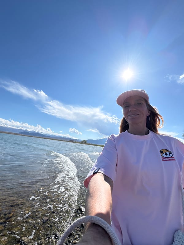 Woman photographed at Issyk-Kul Lake shore in Kyrgyzstan