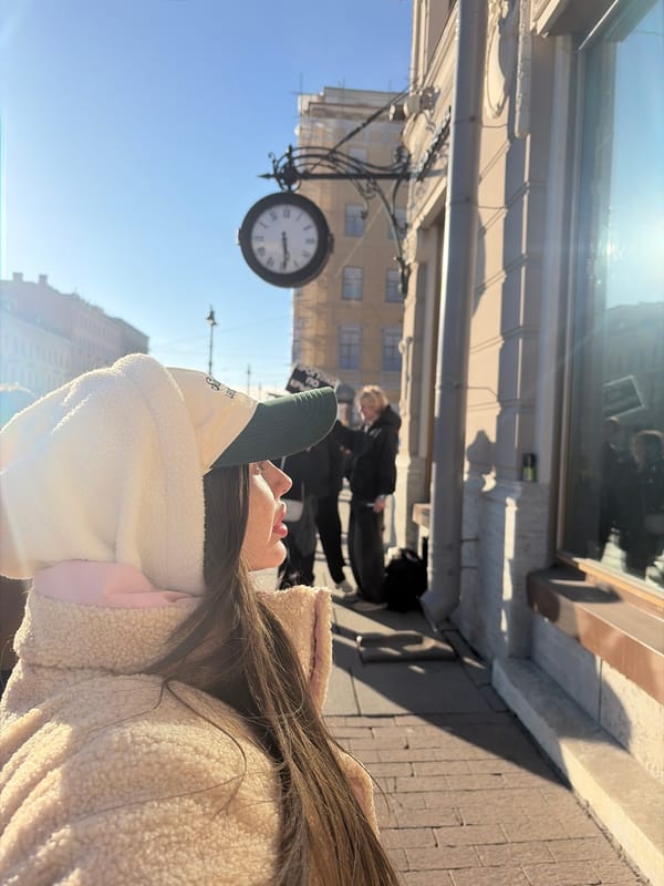 Tourist activity documented on Nevsky Prospekt, Saint Petersburg