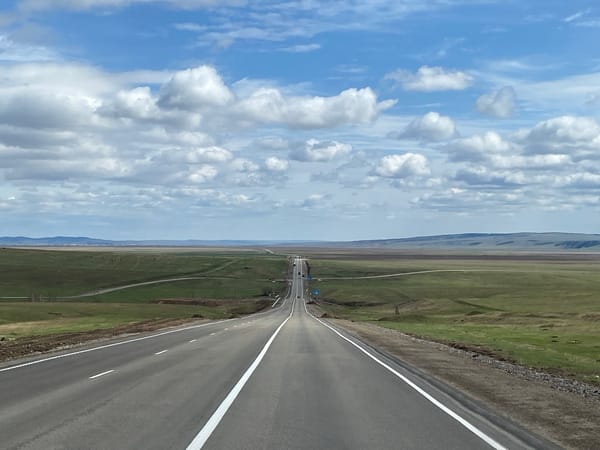 Straight road documented in rural Jerdovka, Russia