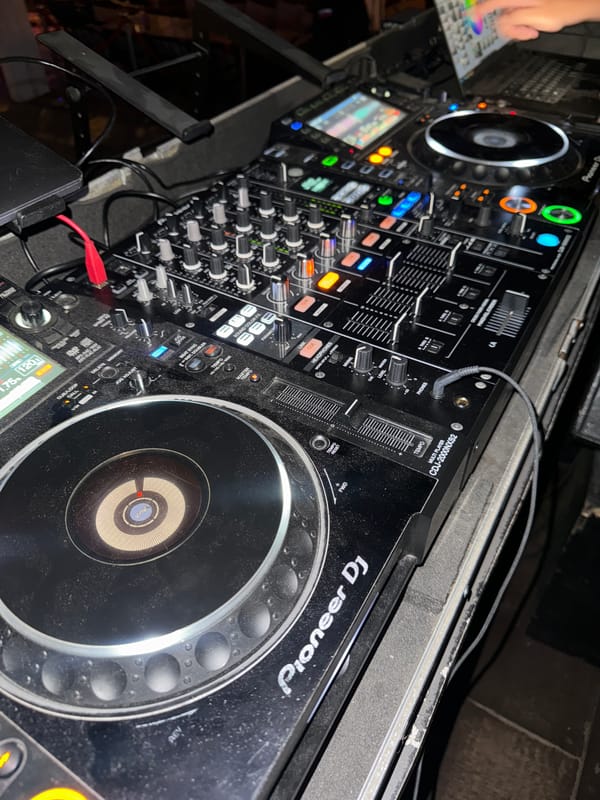 Pioneer DJ equipment setup documented in Moscow