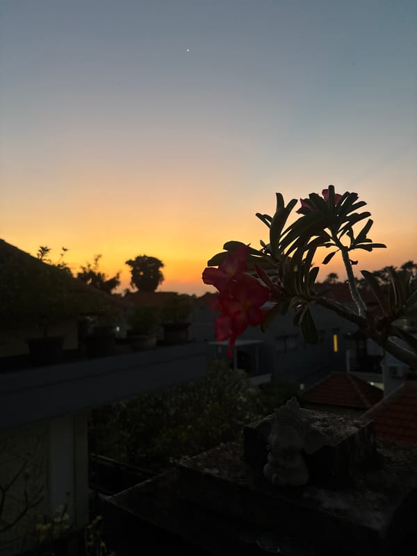 Morning walk through Balinese neighborhood with shrines and scooters