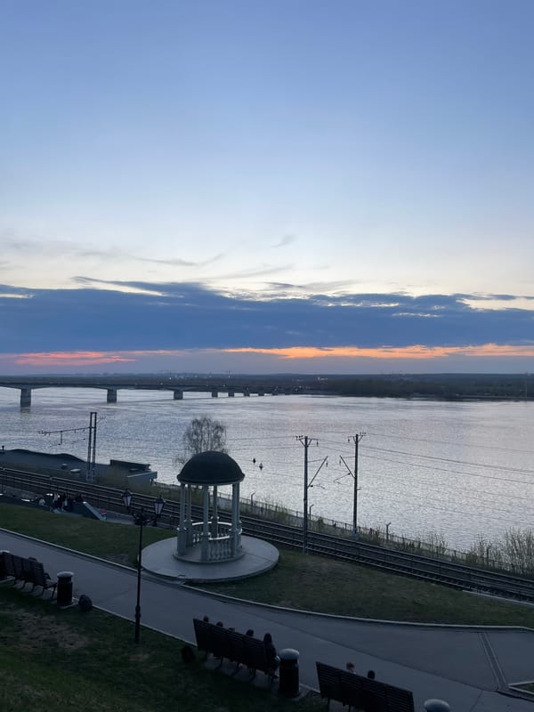 Dusk waterfront views captured along Kama River in Perm
