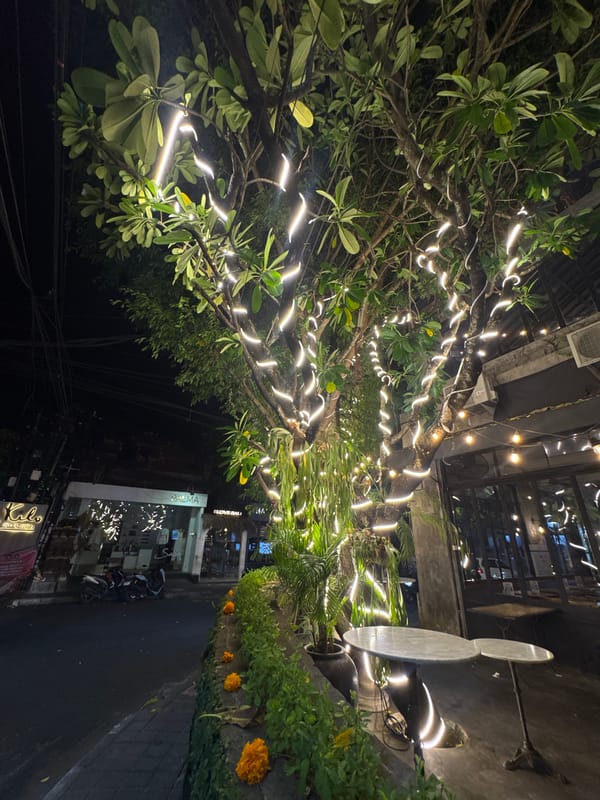 Evening out along Bali's Kuta strip, shops and restaurants