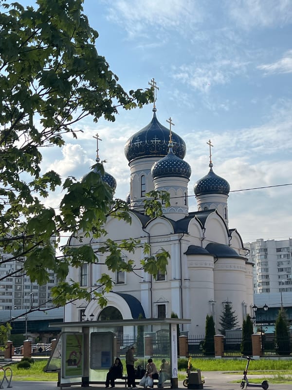 Moscow street scenes captured near monastery and metro stop