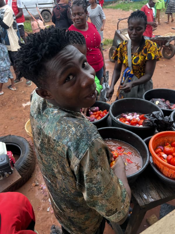 Nkpor market in full swing on a cloudy morning