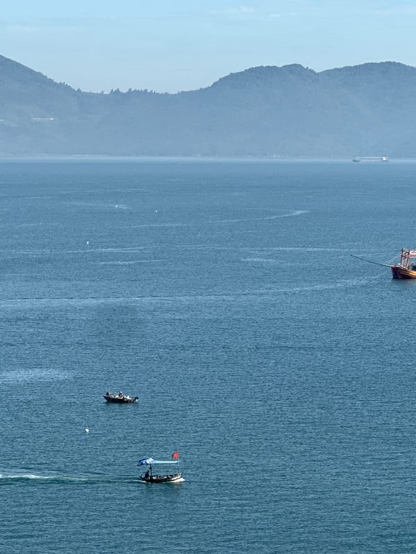 Fishing boats and coastal views off Đà Nẵng's shoreline